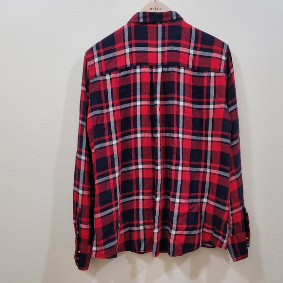 Saint James Plaid Button down top - Picture 3 of 7